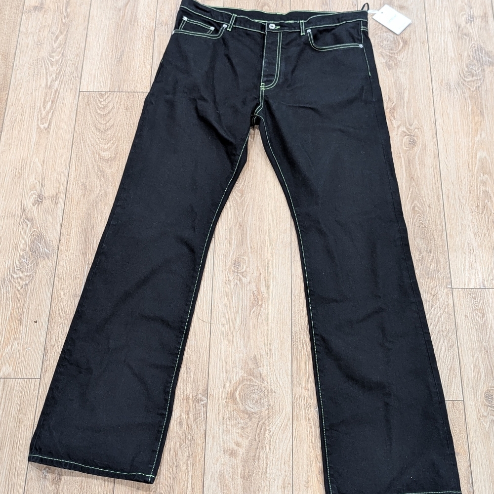 $780 Mens OFF-WHITE Eagle Relaxed Raw Jeans Black 36